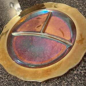 Vintage Iridescent Divided Plate “Carnival Glass”
